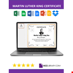 Martin Luther King Day Certificate example document template 