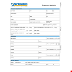 Standard Employment Application Form example document template