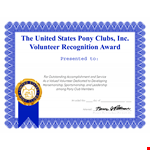 Volunteer Recognition Award Template example document template