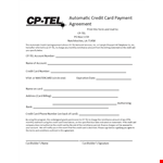 Credit Payment Agreement Template - Create an Agreement Today example document template