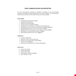 Crisis Communications Coordinator Job Description example document template
