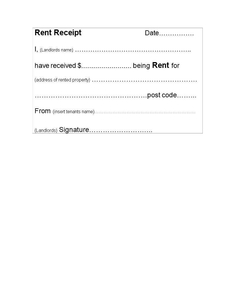 Free Receipt Template For Landlords
