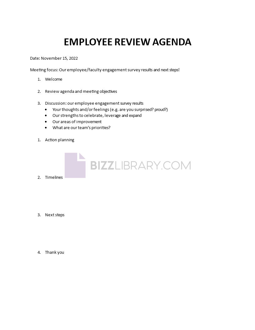 employee review agenda Main Image employee review agenda template