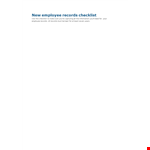 New Employee Records Checklist example document template
