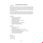 Crane Operator Job Description example document template