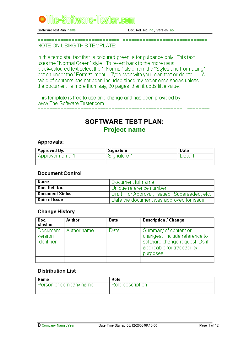 Software Test Plan Template for Your Project