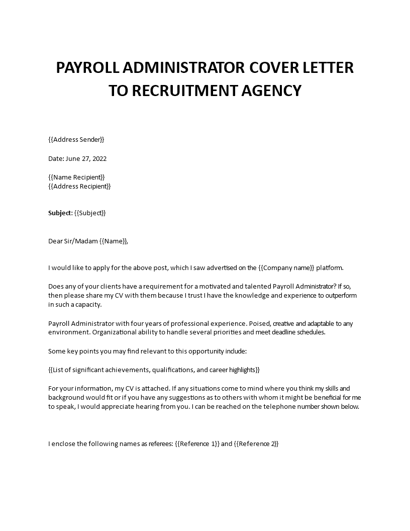payroll administrator cover letter Main Image payroll administrator cover letter
