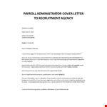 Payroll Administrator cover letter example document template
