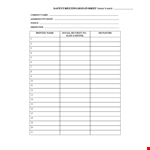 Safety Meeting Sign In Sheet Template - Secure, Social, and Printed example document template