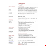 Responsible Nanny Babysitter Resume for Personal Care of Children example document template