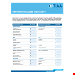 Retirement Budget Worksheet example document template