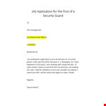 Job Application for the Post of Security Guard example document template