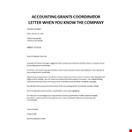 Accounting Grants Cover letter example document template