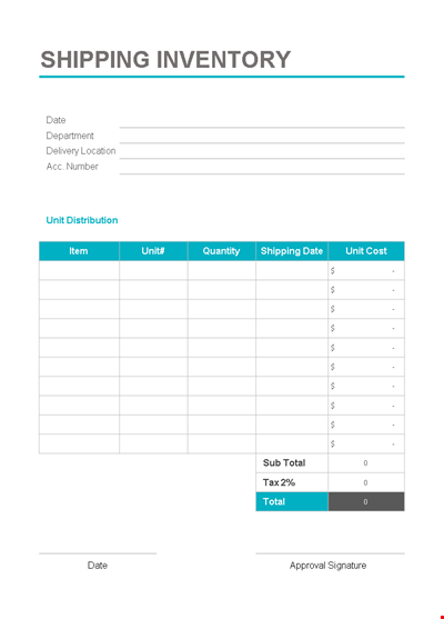 Shipping Inventory Letter