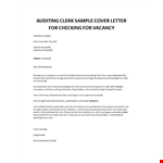 Auditing Clerk cover letter  example document template