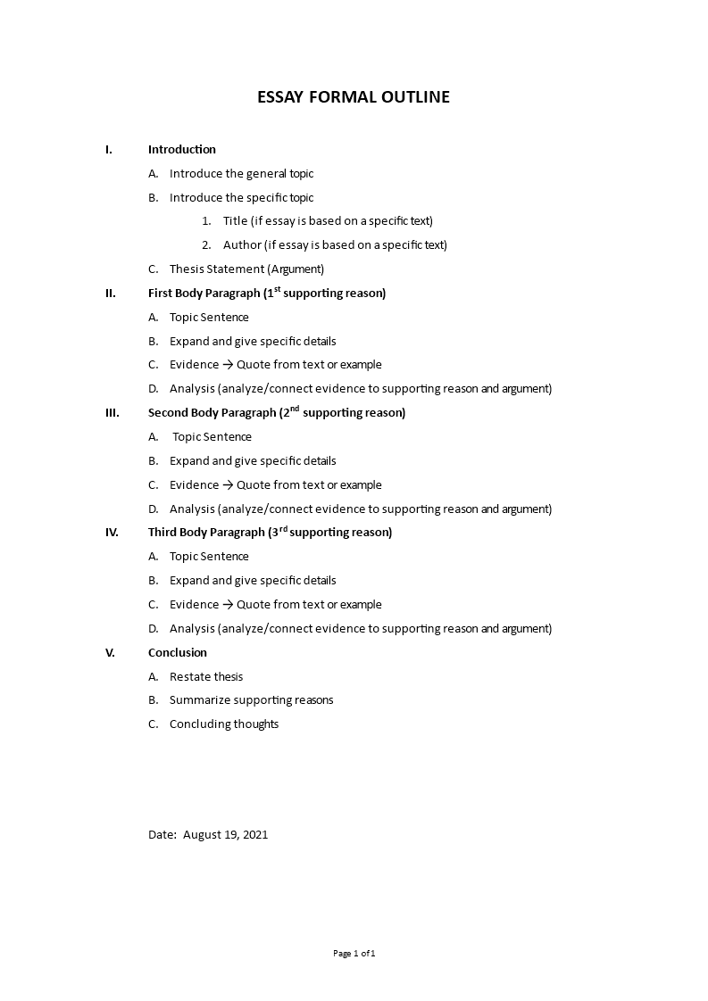 essay formal outline