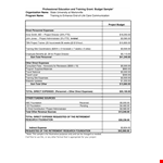 Training Grant Budget Template example document template