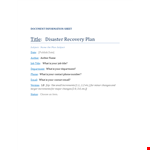Effective Disaster Recovery Plan Template and Procedures - Protect Your Business example document template