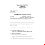 Agreed Parenting Plan Template for Child | Easy and Customizable example document template