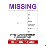Poster Template for Missing Persons example document template