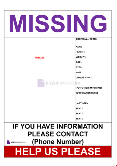 Poster Template for Missing Persons