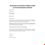 Assistant Accountant Sample cover letter  example document template