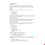 Secondary Teacher Resume example document template