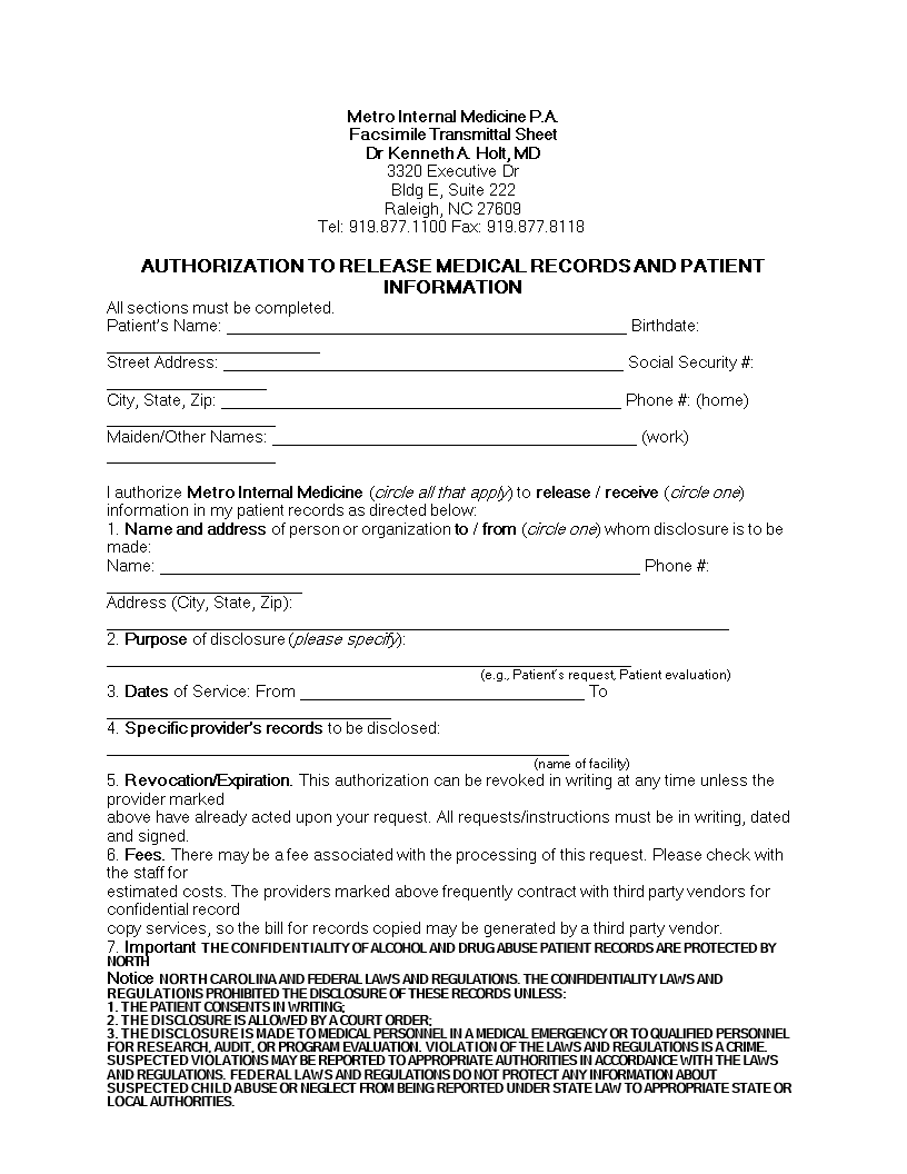Authorization For Release Of Medical Records Compliant With Regulations authorization-for-release-of-medical-records-compliant-with-regulations