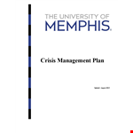 Financial Crisis Management Plan for University Operations in Emergency Situation example document template
