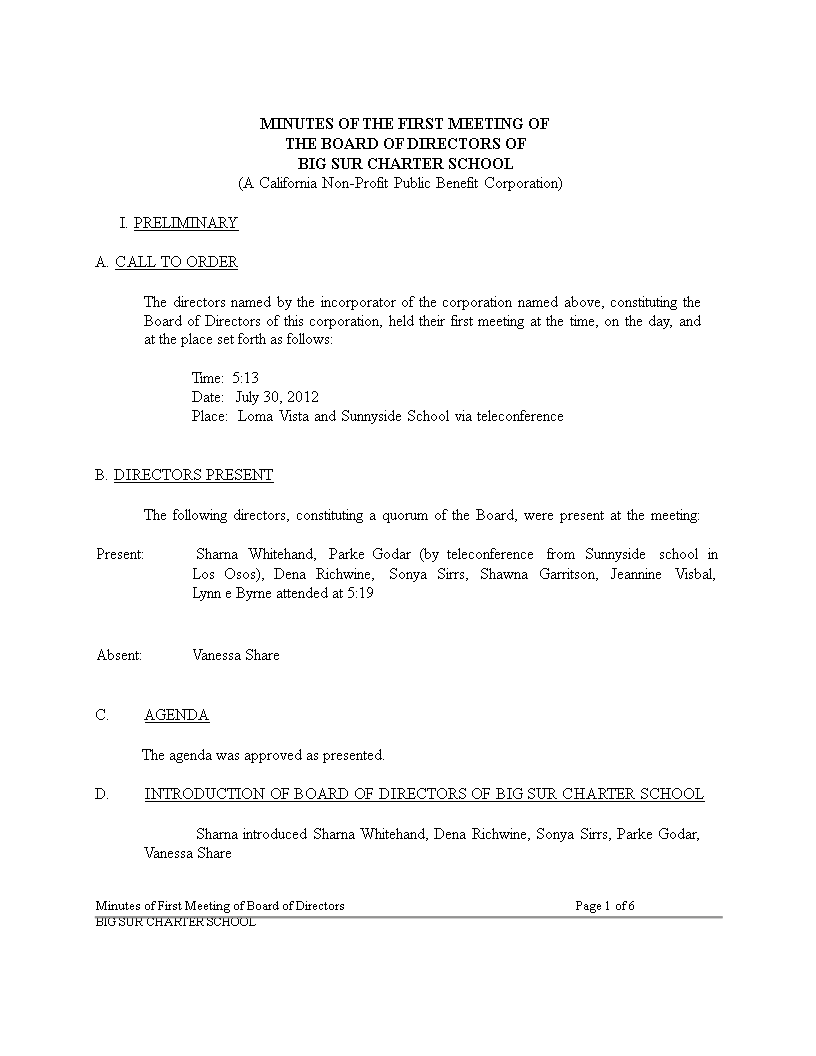 Non Profit Board Meeting Minutes Example non-profit-board-meeting-minutes-example