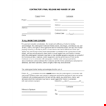 Contractor Lien Release Form example document template