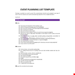 Event Planning List Template example document template 