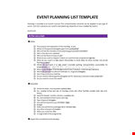 Event Planning List Template example document template