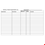 Parent Communication Log Template - Efficient Contact and Advisory Communication for Parents example document template