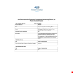 Compliance Monitoring Officer Job Description example document template