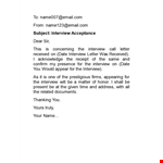 Confirm Your Interview: Acceptance Email for Interview Invitation example document template