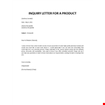 Inquiry Letter for Product example document template 