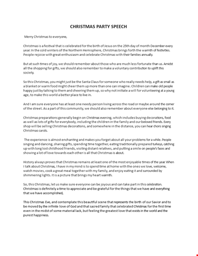 Christmas Party Speech