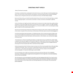 Christmas Party Speech example document template
