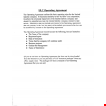 LLC Operating Agreement Template - Create a Comprehensive Agreement example document template