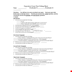 Expository Essay Peer Editing Sheet example document template