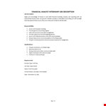 Financial Analyst Internship Job Description example document template