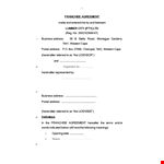 Franchise Agreement: Understanding the Agreement and Key Terms for Licensees and Licensors example document template