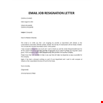 Email Job Resignation Template example document template