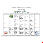 Free Menu Calendar Pdf Template Download example document template