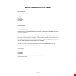Meeting Confirmation Letter sample example document template