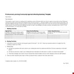 Professional Learning Community Agenda example document template