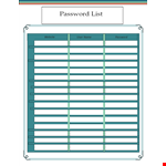 Password List Template for Organizing Website Passwords | Katchandlerbooks example document template
