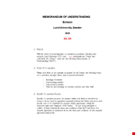 University Operation: Memorandum of Understanding between Parties example document template