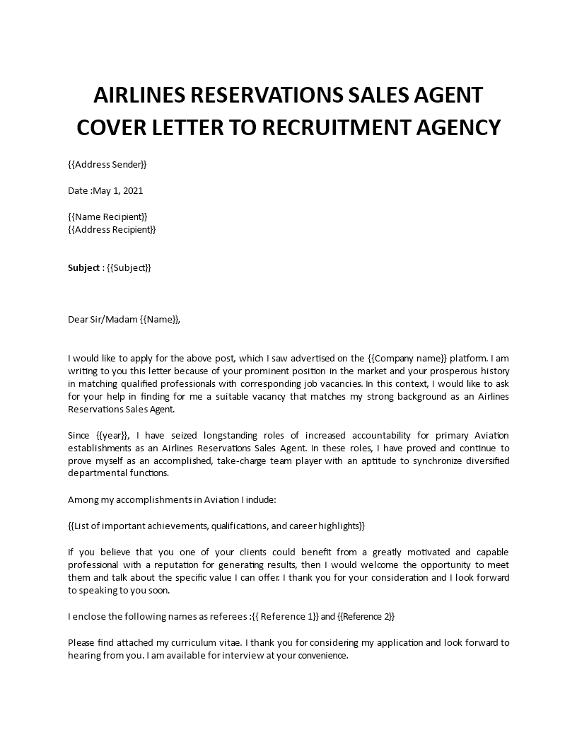 cover letter reservation agent Main Image cover letter reservation agent